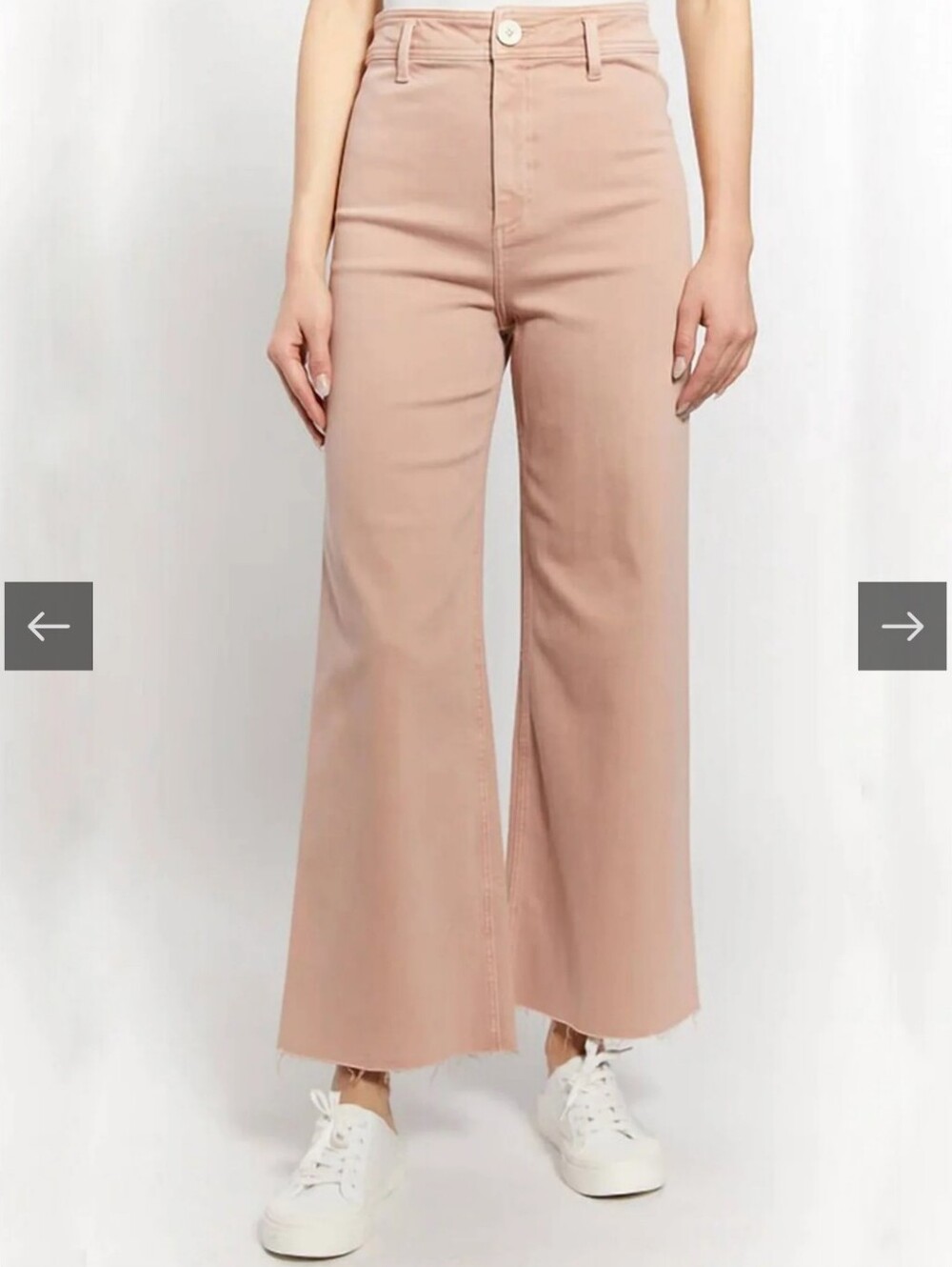 Oat New York Mid Rise Crop Mini Flare Raw Hem Chic Blush Pink Jeans Pants Size 2